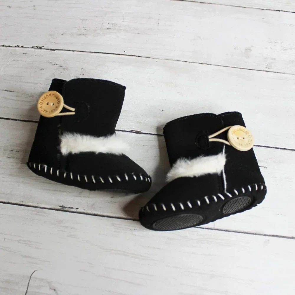 Baby Girl's Winter Booties Size 1 2 0-6 Months Black Boots